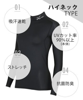 CW-X 【WOMEN】　機能性トップス　SECOND　BODY　2.0　吸汗速乾　UVカット率90%以上　抗菌防臭　ハイネック・長袖　/ワコール　CHY039 ブラック