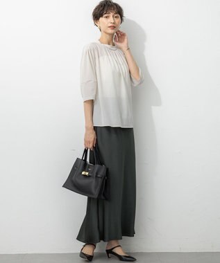 23区 S 【洗える】クリアトリコットジャージー ギャザーフォルム カットソー ベージュ系