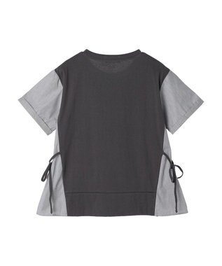 Green Parks 脇リボン５分袖布帛ドッキングプルオーバー Gray