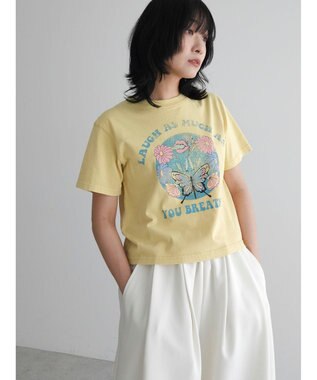 Green Parks ・Ｄｏｕｂｌｅ　Ｆｌａｇｓウ゛ィンテージライクプリントＴ Yellow