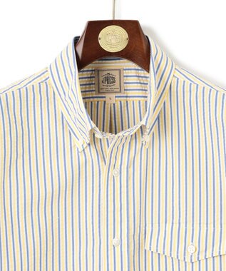 J.PRESS MEN 風が通るシアサッカーの清涼感【吸水速乾 / 高通気性】【クールマックス】サッカーストライプ シャツ / B.D. イエロー系1