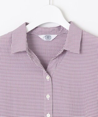 J.PRESS LADIES L 【洗える】アセVis ギンガム ギャザースリーブ ブラウス パープル系3