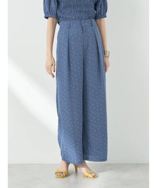 earth music&ecology 花柄ワイドパンツ Navy