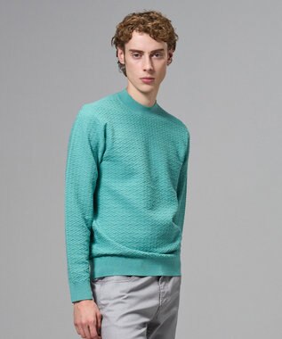 JOSEPH HOMME 新柄【イージーケア】 ヴィスコースリンクス　モックネックニット スモーキーグリーン系