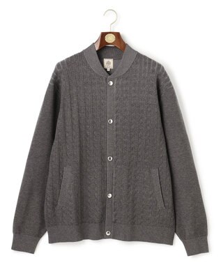 J.PRESS MEN 【KING SIZE】【ストレッチ / イージーケア】【FLEX YARN】ケーブルニット ブルゾンライク カーディガン グレー系