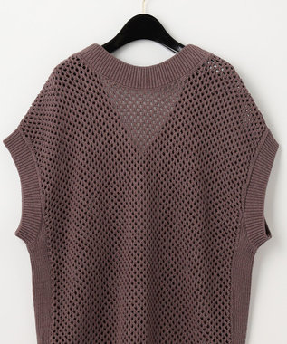 GRACE CONTINENTAL メッシュ2wayニットトップ ブラウン