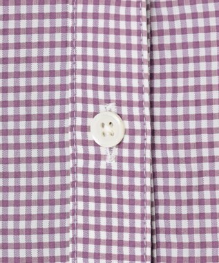 J.PRESS LADIES L 【洗える】アセVis ギンガム ギャザースリーブ ブラウス パープル系3
