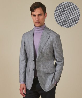  【CANONICO/カノニコ】サキソニーウールコットンブレンド ジャケット_グレー千鳥柄