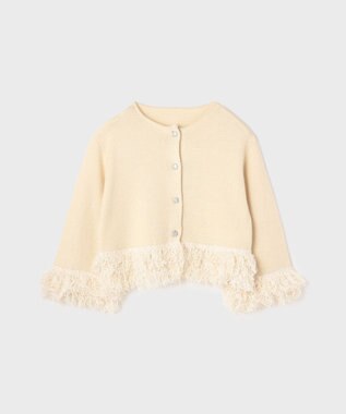 GRACE CONTINENTAL ラメフェザーフリンジカーディガン キナリ