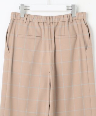 自由区 【洗える】ウィンドウペーンチェックワイド パンツ ベージュ系