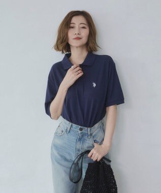 WEGO 【ユニセックス着用ITEM/SMLサイズ展開】U.S. POLO ASSN.別注ポロシャツ ネイビー