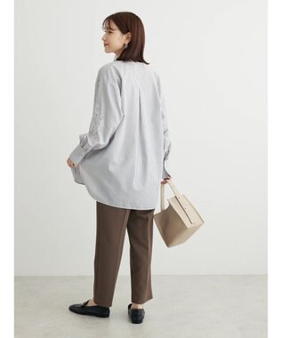 Green Parks 袖刺繍シャツチュニック Gray