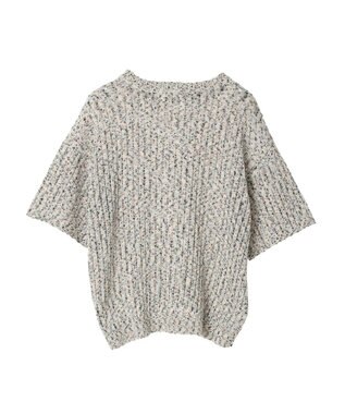 AMERICAN HOLIC カラーネップ透かし編みニットプルオーバー Black