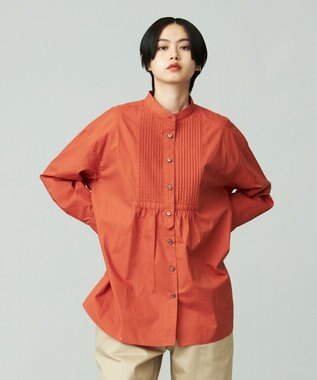 J.PRESS YORK STREET 【WOMEN】コットンバンドカラー ブラウス オレンジ系
