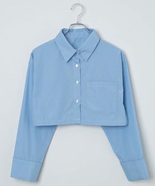 WEGO カラーショートシャツ ブルーストライプ