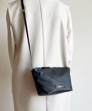 Hekhèr Le Style de Vie 新型追加【日本製 / 汚れにくい】PUコートコットンキャンバス×牛革付属 ショルダーバッグ ブラック