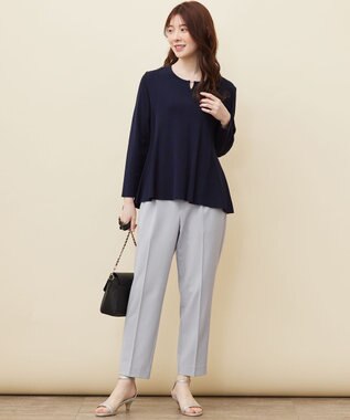 ANY SIS 【WEB・一部店舗限定】ペプラム ニット ネイビー