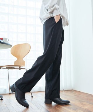 WEGO 【ウエストゴム】TRイージーストレートパンツ ブラック