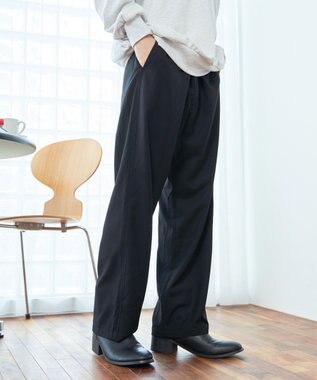 WEGO 【ウエストゴム】TRイージーストレートパンツ ブラック