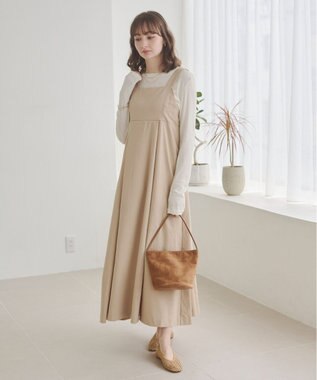 WEGO 【ANGIE VINTAGE】バックベルトジャンパースカート ベージュ