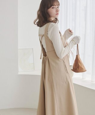 WEGO 【ANGIE VINTAGE】バックベルトジャンパースカート ベージュ