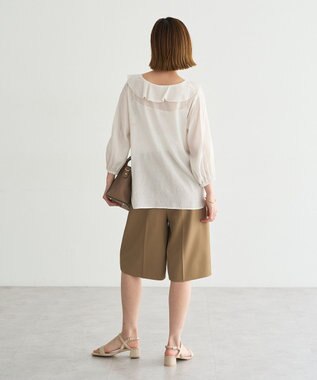 YECCA VECCA ラッフルリボンシアーブラウス Off White