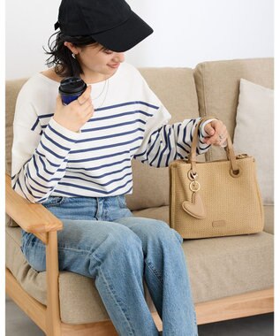 MioFIRANO カジュアルシックガーターステッチハンドバッグ 2WAY チャーム付き　FIRANO フィラノ BEIGE
