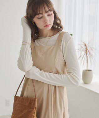 WEGO 【ANGIE VINTAGE】バックベルトジャンパースカート ベージュ