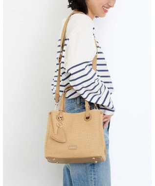 MioFIRANO カジュアルシックガーターステッチハンドバッグ 2WAY チャーム付き　FIRANO フィラノ BEIGE