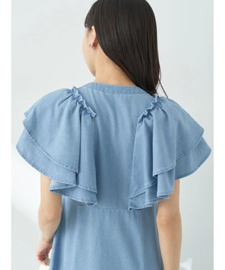 earth music&ecology ラッフル前開きデニムワンピース Light Indigo