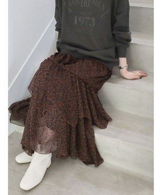 AMERICAN HOLIC 丈違いティアードフリルギャザースカート Brown