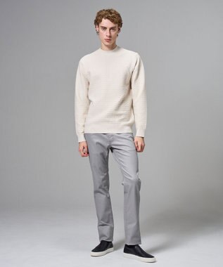 JOSEPH HOMME 新柄【イージーケア】 ヴィスコースリンクス　モックネックニット アイボリー系