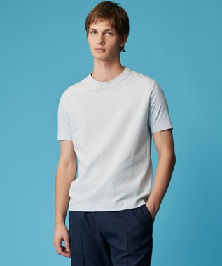 JOSEPH ABBOUD 【オーガニックコットン使用・日本製】JOEコットンサッカークルーネック Tシャツ スカイブルー系