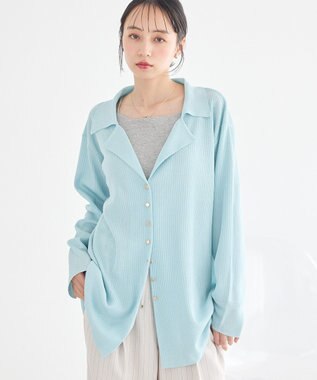 earth music&ecology テーラーカラーニットカーディガン