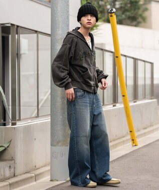 WEGO 【SMLサイズ展開】エクストラバギーデニムパンツ デニム中濃加工色