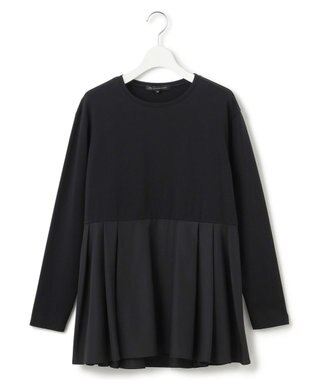 23区 S 【ご好評につき新色追加】ナチュラルコットンベアコンビ ペプラム カットソー ブラック系