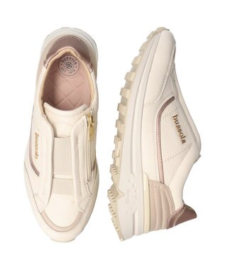 INTER-CHAUSSURES 【BUSSOLA】サイドジップスニーカー アイボリーコンビ