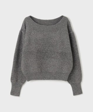 GRACE CONTINENTAL ラメリップニットトップ グレー