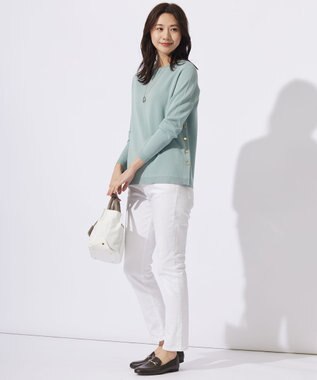 J.PRESS LADIES 【洗える】COTTON ACETATE クルーネック ニット ミント系