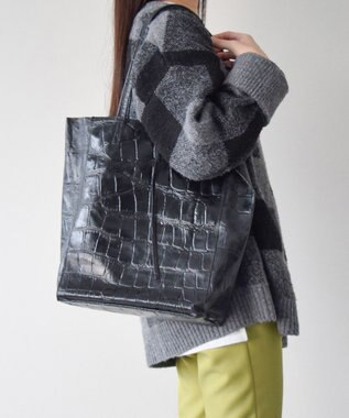 INTER-CHAUSSURES 【ANDREA CARDONE ITALI】ファスナー付き型押しレザートートバッグ