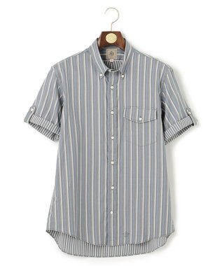 J.PRESS MEN オーガニックコットンダブルチューブマルチストライプシャツ ライトグレー系1