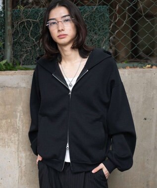 WEGO 【ユニセックス着用ITEM/SMLサイズ展開】ボンディングZIPパーカー ブラック