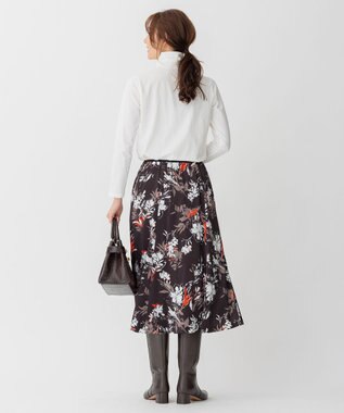 自由区 【洗える】ブラッシュドフラワープリント フレアスカート ダークブラウン系5