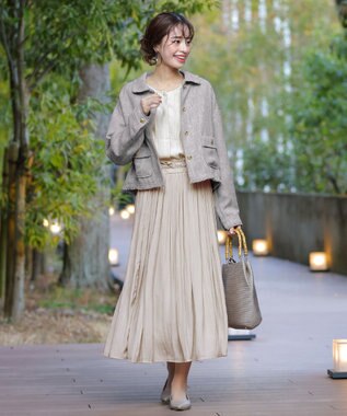 Tiaclasse 【安田美沙子さん着用・洗える】ヴィンテージサテンプリーツスカート アイボリー