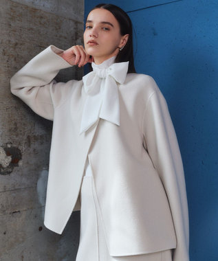 BEIGE， 【andGIRL 秋号掲載】LEMOORE / ウールリバースタンドカラーショートコート Bone