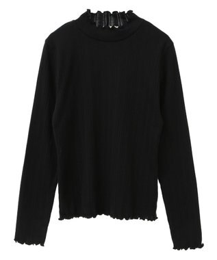 earth music&ecology ランダムチェーンリブハイネックプルオーバー Black