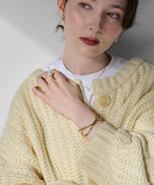 Phoebe トップクロスワイドカフバングル ゴールド