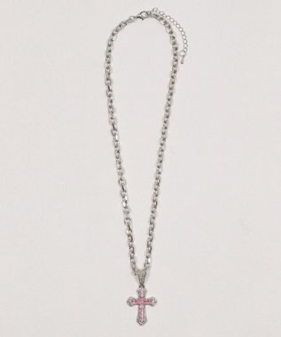 WEGO Lクロスビジューネックレス ライトピンク