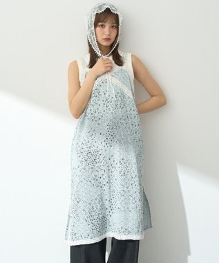 earth music&ecology 花柄プリントボーラー刺繍ミニキャミドレス