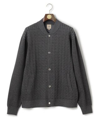  【KING SIZE】【ストレッチ性 / イージーケア】【FLEX YARN】ケーブルニットブルゾン型カーディガン